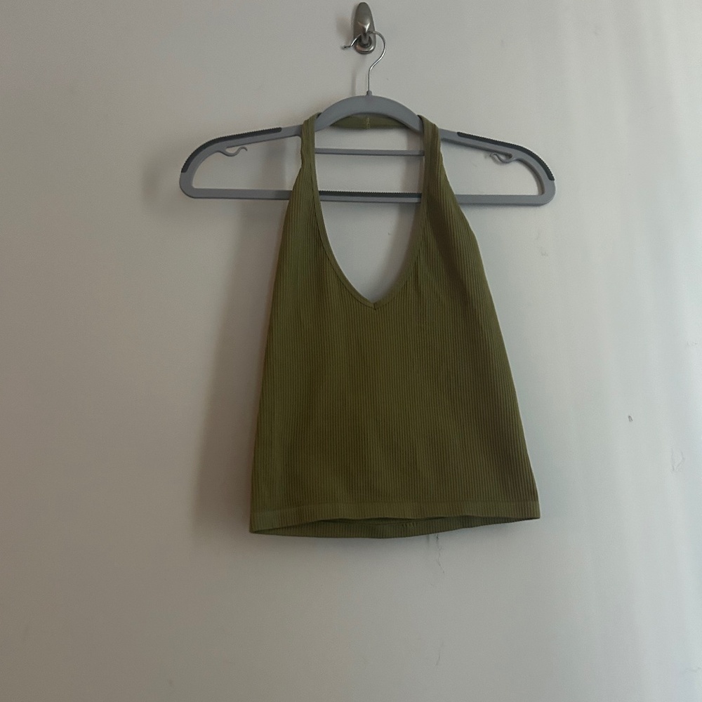 Olive green halter crop top